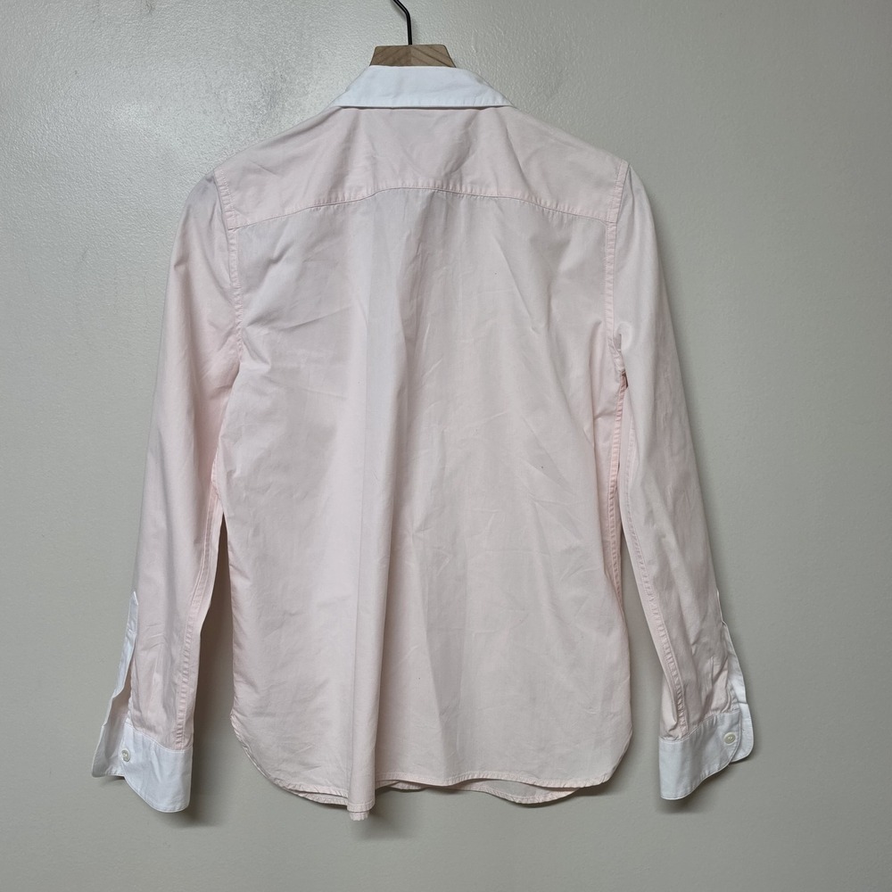Goop G. Label Essential Button Down Shirt Women 8 Pink White Collar Cotton Italy - Picture 6 of 11